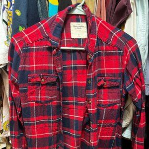 Abercrombie and Fitch Flannel Shirt Red Womens Size XS